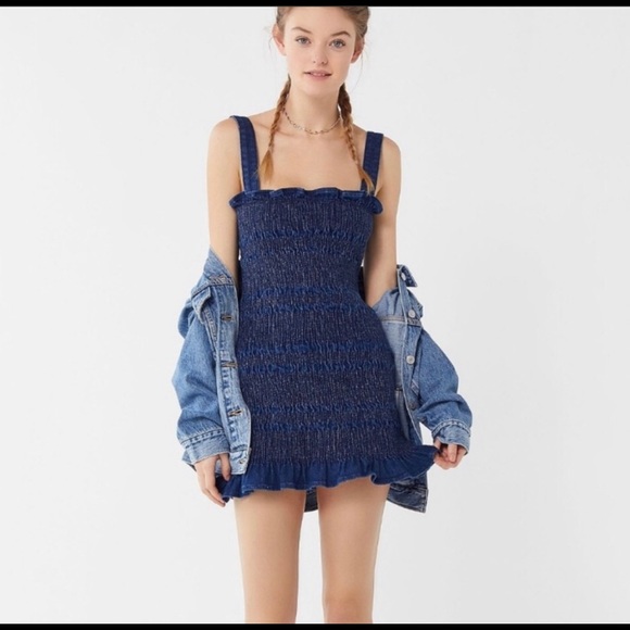 Urban outfitters denim ruched mini dress. Sophia scrunch dress - Picture 2 of 6